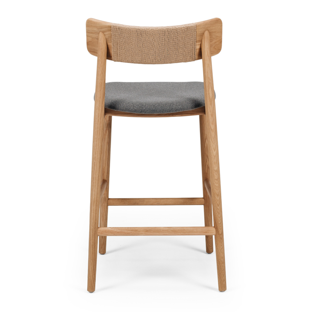 Niles Highback Barstool Natural Oak Fabric Seat image 3